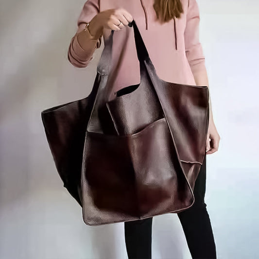 Women's vintage oversized crossbody bag – Leather style and large size