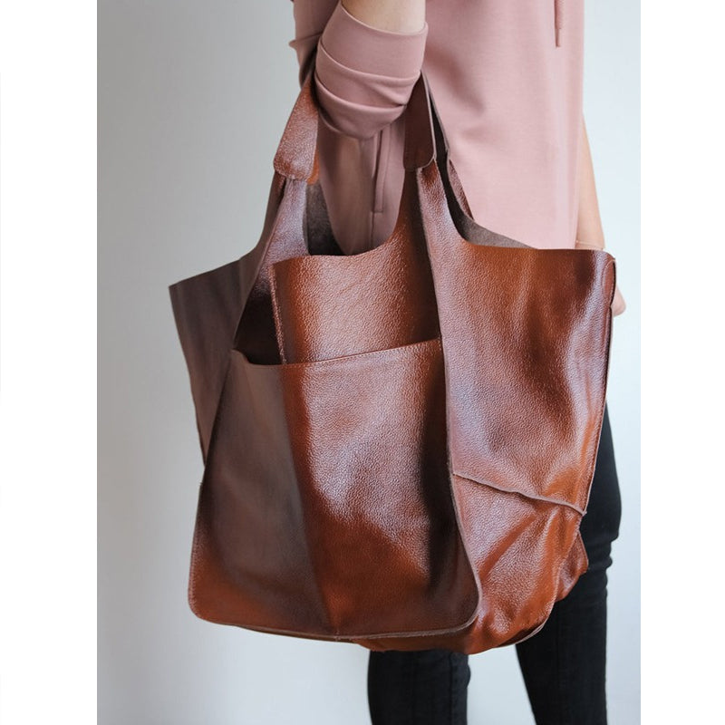 Sac bandoulière vintage oversize femme – Style cuir et grand format