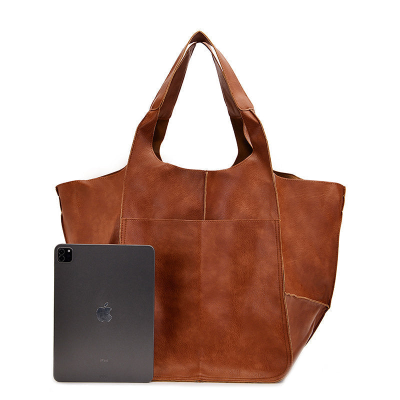 Sac bandoulière vintage oversize femme – Style cuir et grand format