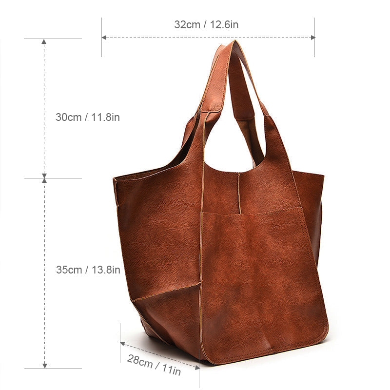 Sac bandoulière vintage oversize femme – Style cuir et grand format
