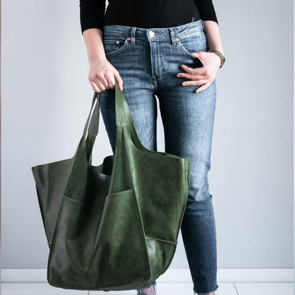 Sac bandoulière vintage oversize femme – Style cuir et grand format
