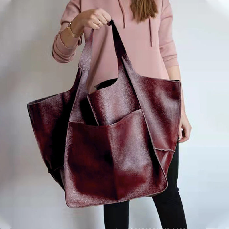Sac bandoulière vintage oversize femme – Style cuir et grand format