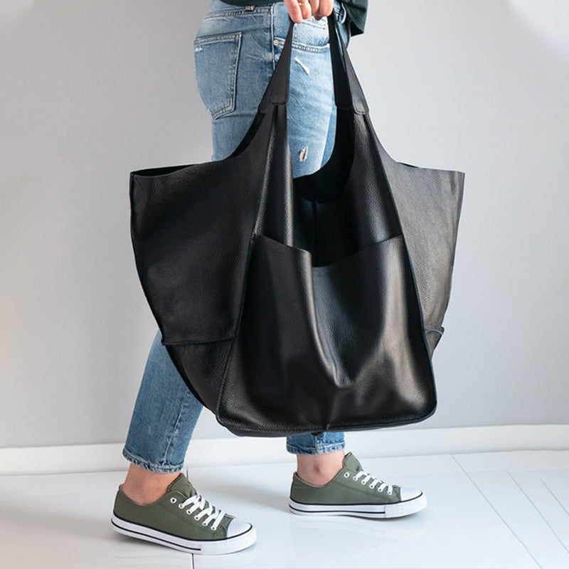 Sac bandoulière vintage oversize femme – Style cuir et grand format