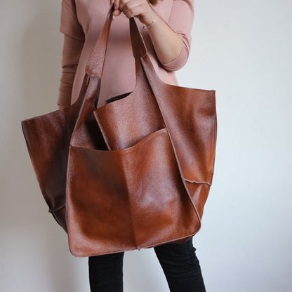 Sac bandoulière vintage oversize femme – Style cuir et grand format