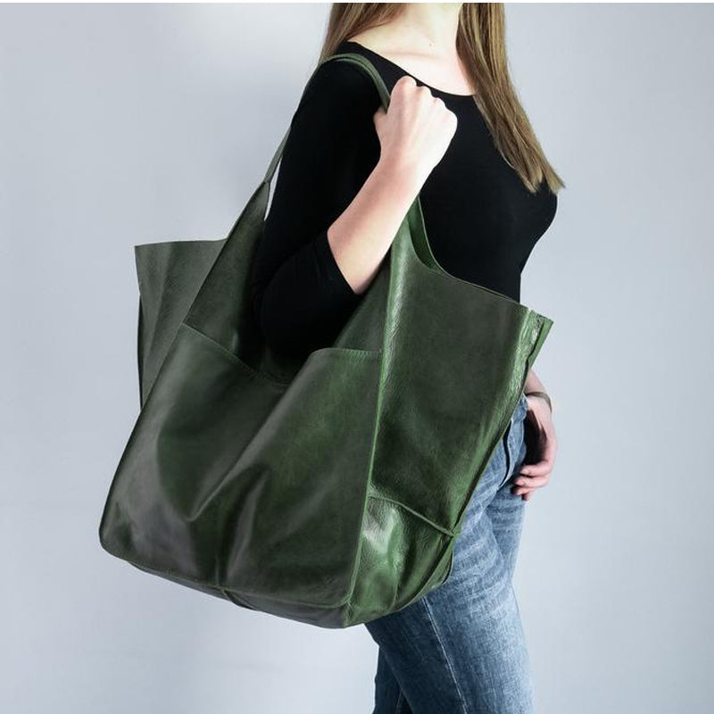 Sac bandoulière vintage oversize femme – Style cuir et grand format