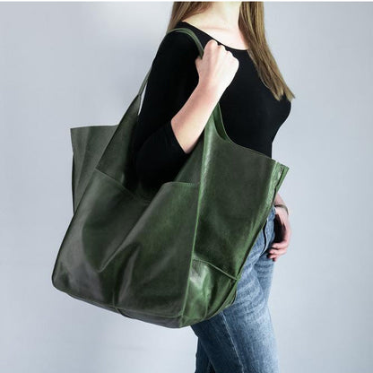 Sac bandoulière vintage oversize femme – Style cuir et grand format