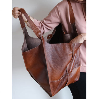Sac bandoulière vintage oversize femme – Style cuir et grand format