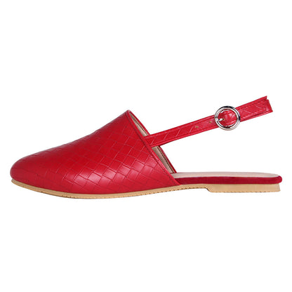 Mules Plates en Cuir Tressé Luxe Femme – Confort Pointu Slip-On