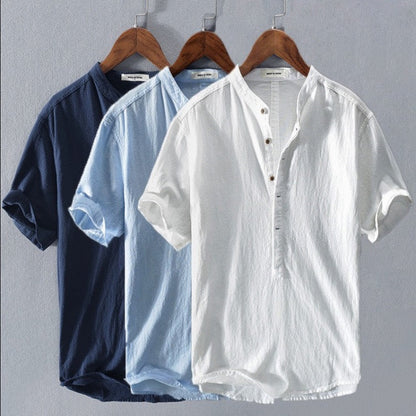 Chemise Décontractée à Manches Courtes en Lin Homme – Tissu Léger Respirant, Boutonnée, Coupe Confort Été