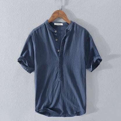 Chemise Décontractée à Manches Courtes en Lin Homme – Tissu Léger Respirant, Boutonnée, Coupe Confort Été