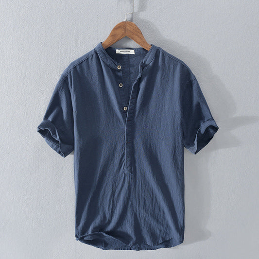 Chemise Décontractée à Manches Courtes en Lin Homme – Tissu Léger Respirant, Boutonnée, Coupe Confort Été