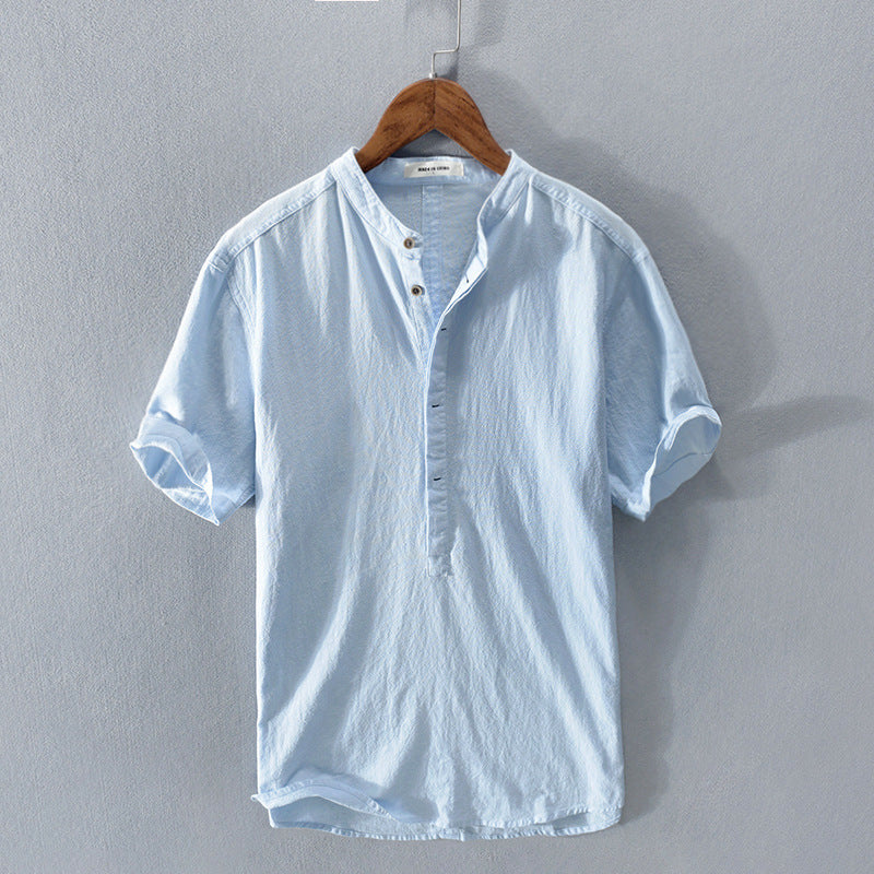 Chemise Décontractée à Manches Courtes en Lin Homme – Tissu Léger Respirant, Boutonnée, Coupe Confort Été