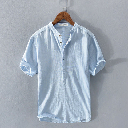 Chemise Décontractée à Manches Courtes en Lin Homme – Tissu Léger Respirant, Boutonnée, Coupe Confort Été