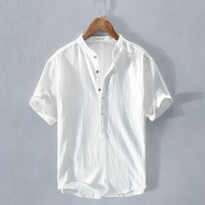 Chemise Décontractée à Manches Courtes en Lin Homme – Tissu Léger Respirant, Boutonnée, Coupe Confort Été
