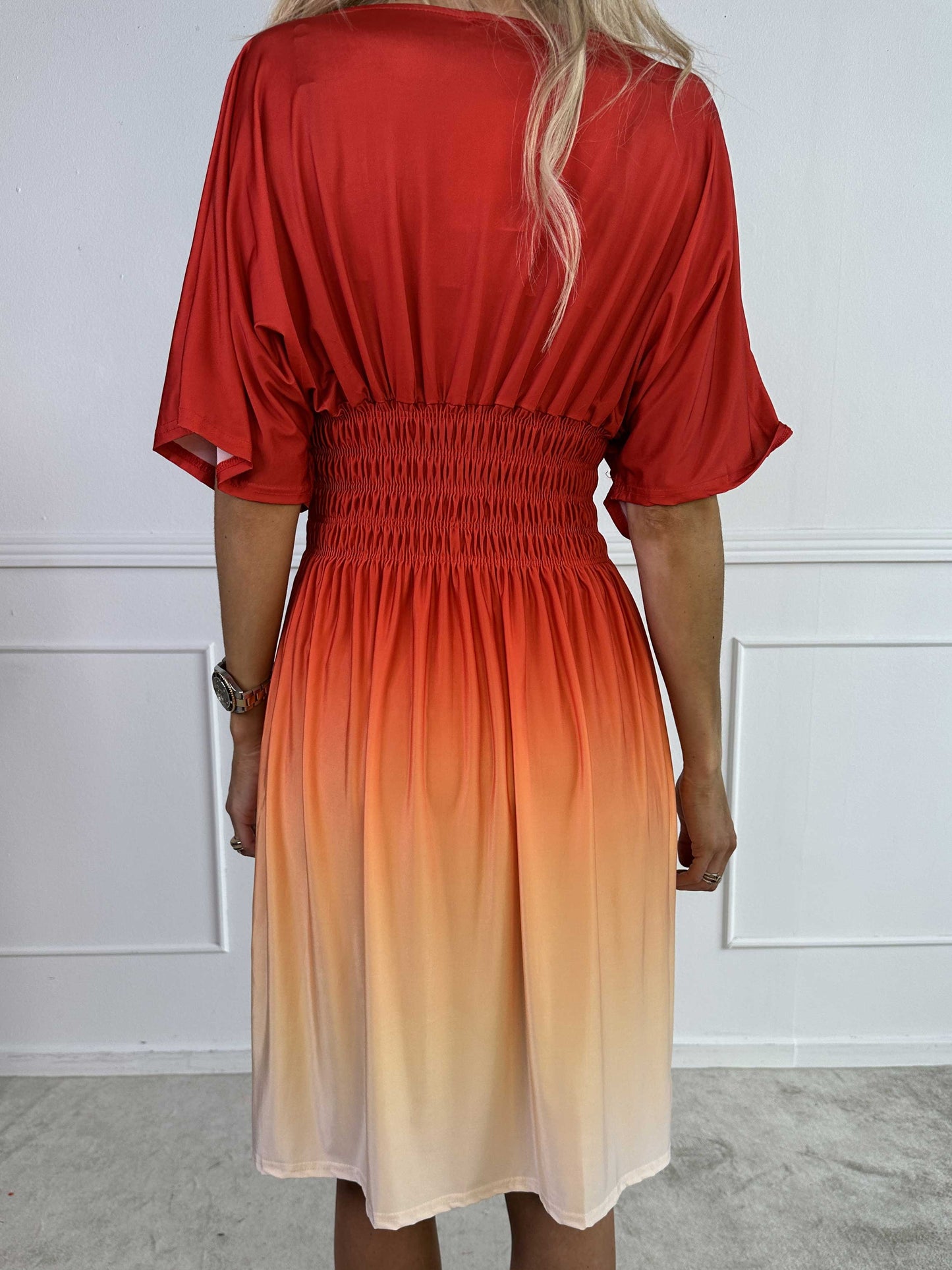 Robe Midi Ombre Élégante pour Femme – Style Estival Décontracté à Col V