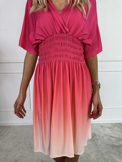 Robe Midi Ombre Élégante pour Femme – Style Estival Décontracté à Col V