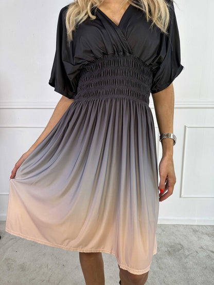 Robe Midi Ombre Élégante pour Femme – Style Estival Décontracté à Col V