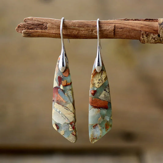 Luxury Natural Stone Women's Earrings – Elegant and Refined Vintage Style.