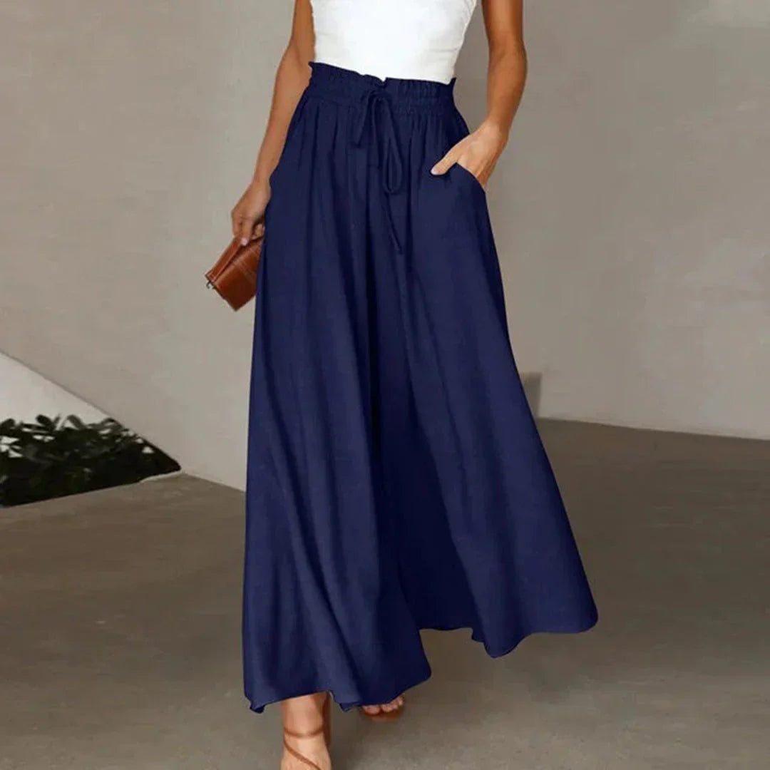 Pantalon Femme Taille Haute à Jambes Larges – Coupe Longue Élégante