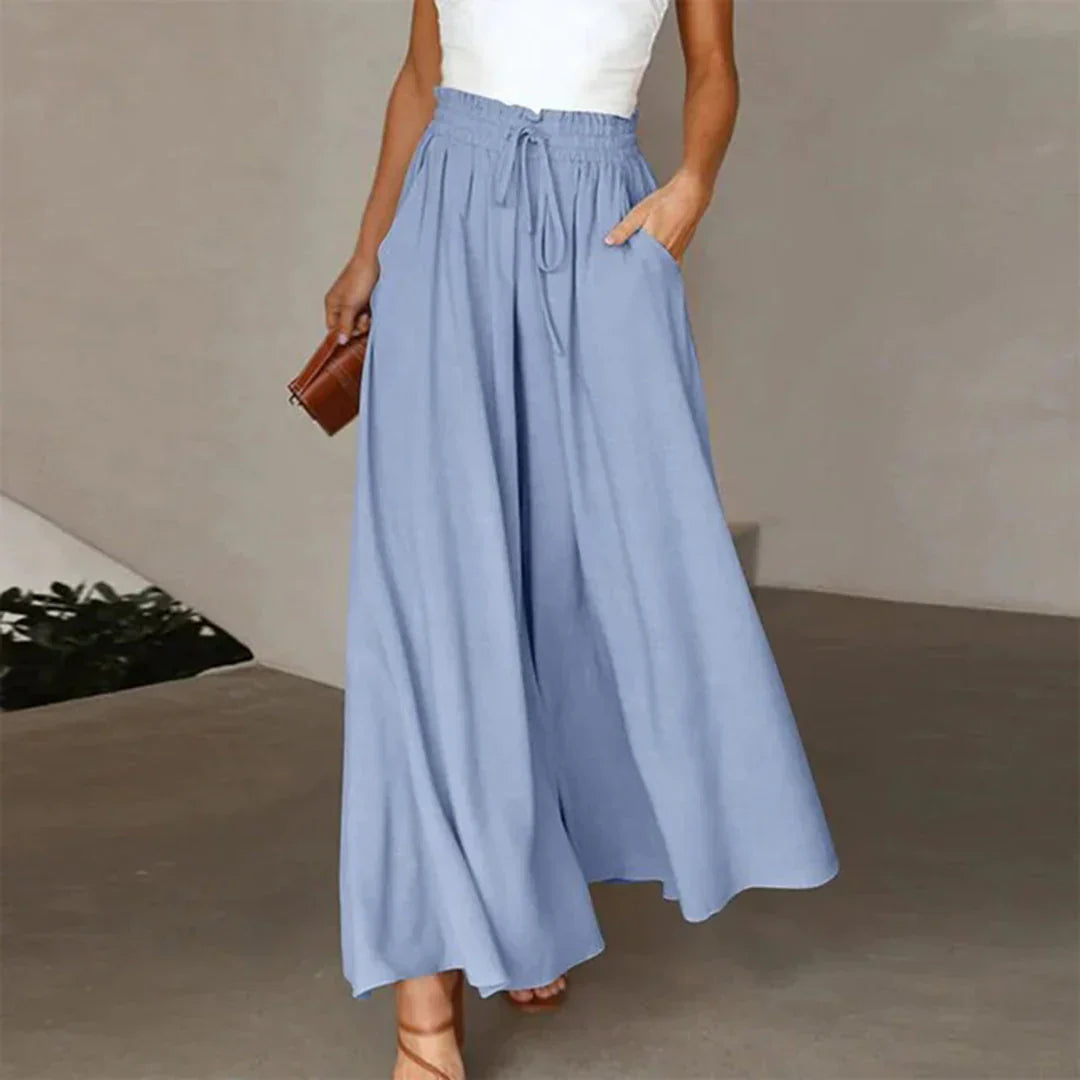 Pantalon Femme Taille Haute à Jambes Larges – Coupe Longue Élégante