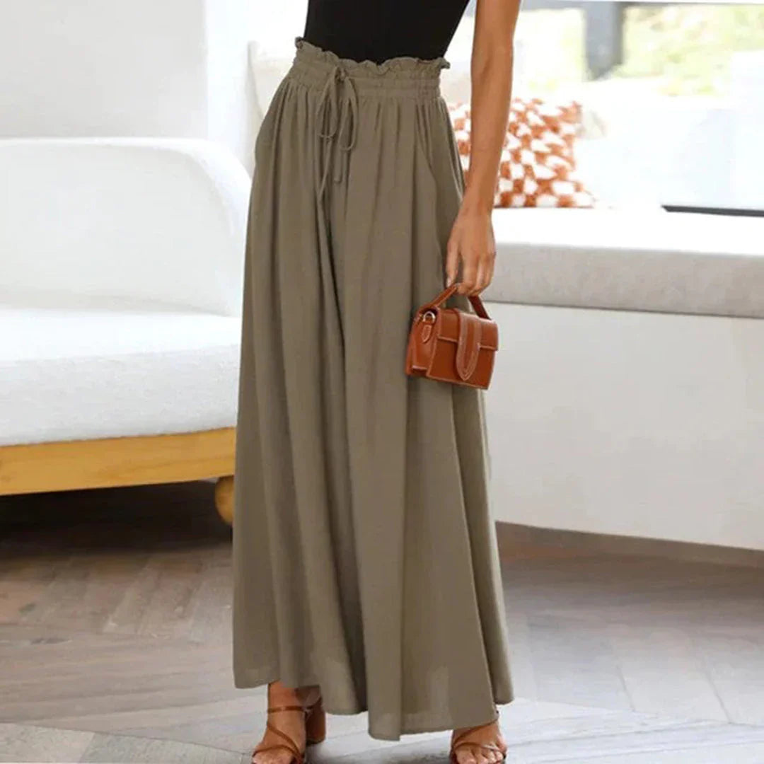 Pantalon Femme Taille Haute à Jambes Larges – Coupe Longue Élégante