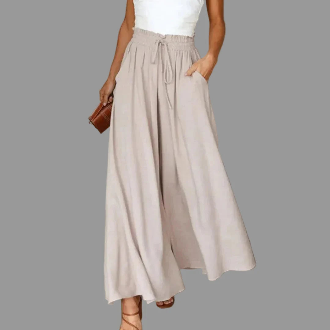 Pantalon Femme Taille Haute à Jambes Larges – Coupe Longue Élégante
