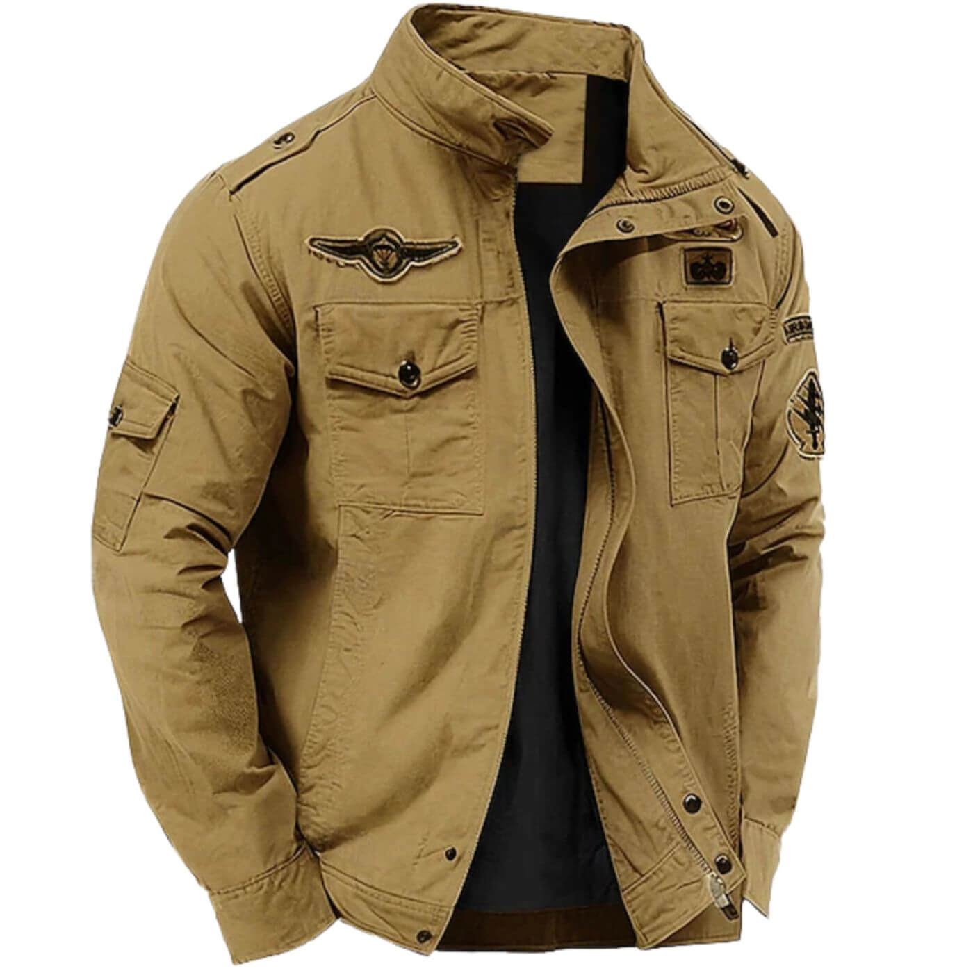 Veste Cargo Structurée Premium Homme – Veste Militaire à Col Montant en Coton