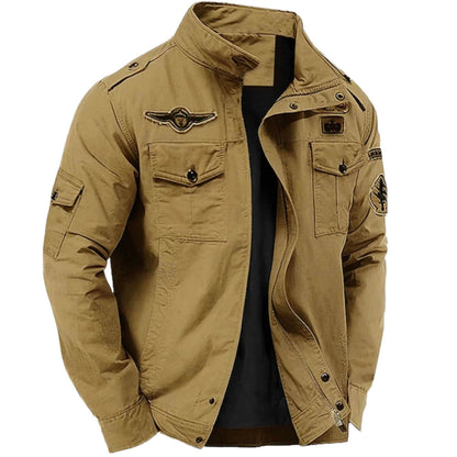 Veste Cargo Structurée Premium Homme – Veste Militaire à Col Montant en Coton