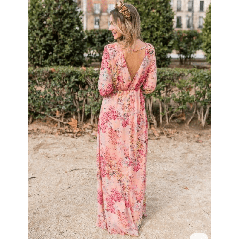Robe longue bohème fleurie femme – Charme romantique et fluide