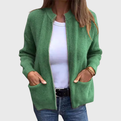 Cardigan da donna con cerniera e cappuccio in morbida maglia – Comodo e casual