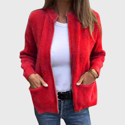 Cardigan da donna con cerniera e cappuccio in morbida maglia – Comodo e casual