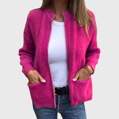Cardigan da donna con cerniera e cappuccio in morbida maglia – Comodo e casual
