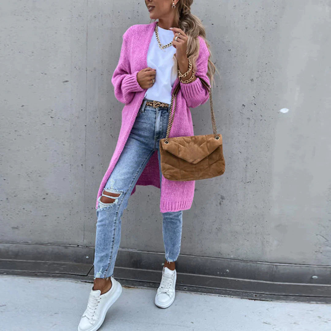 Cardigan Long Oversize pour Femme – Tricot Libre et Confortable