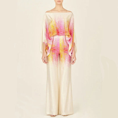 Ensemble Deux Pièces Satin à Épaule Asymétrique Femme – Élégant, Fluide Léger