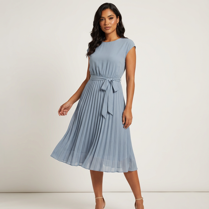 Robe midi plissée femme – Ceinturée et élégante