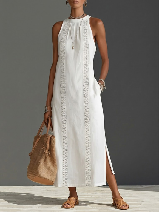 Robe maxi blanche en dentelle femme – Romantique et élégante
