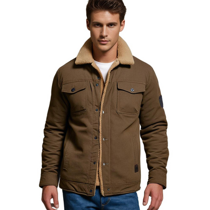 Veste Cargo Homme Doublée Sherpa – Manteau d’Hiver Isolant et Chaud