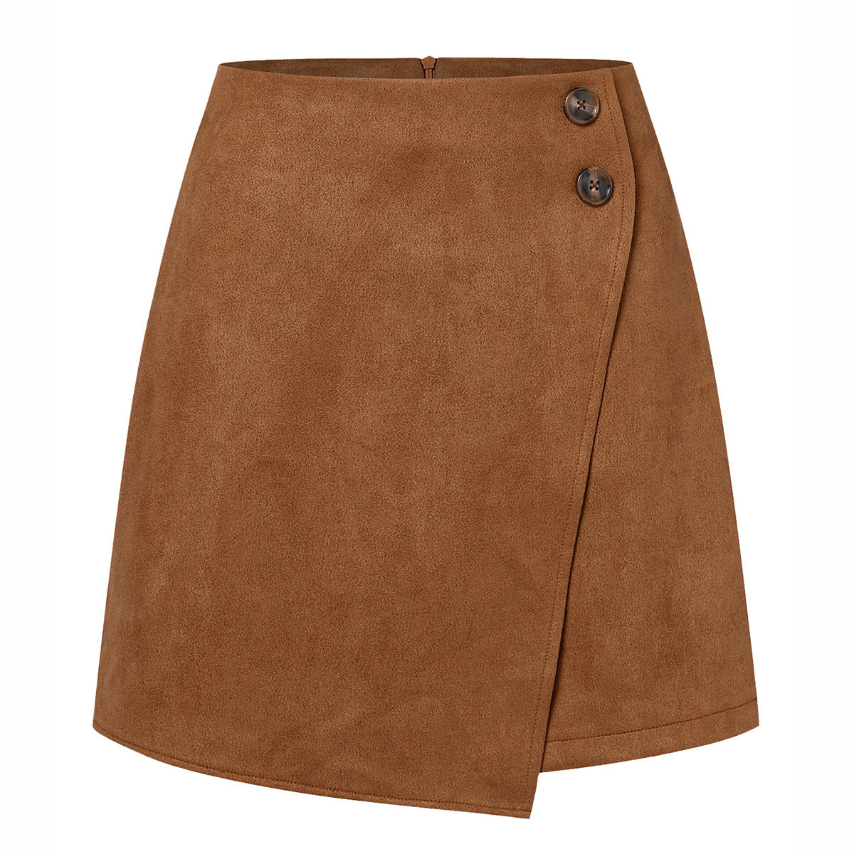 Jupe Mini Luxueuse en Suède pour Femme – Jupe Slim Asymétrique en Velours Côtelé