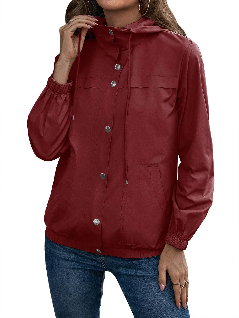 Manteau Décontracté pour Femme avec Capuche et Boutons