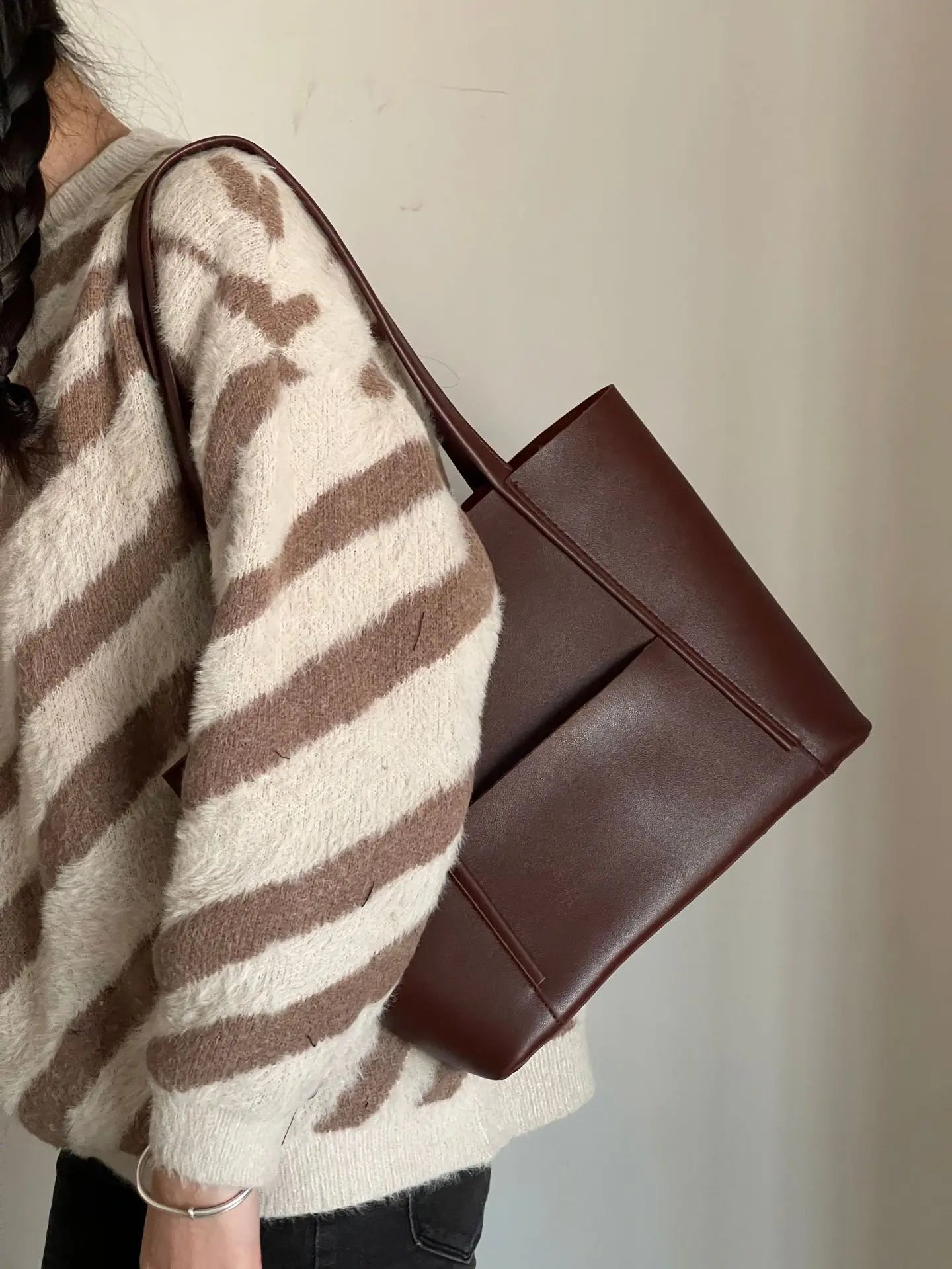 Sac cabas en cuir pour femme avec poignée supérieure – Grand format chic et élégant