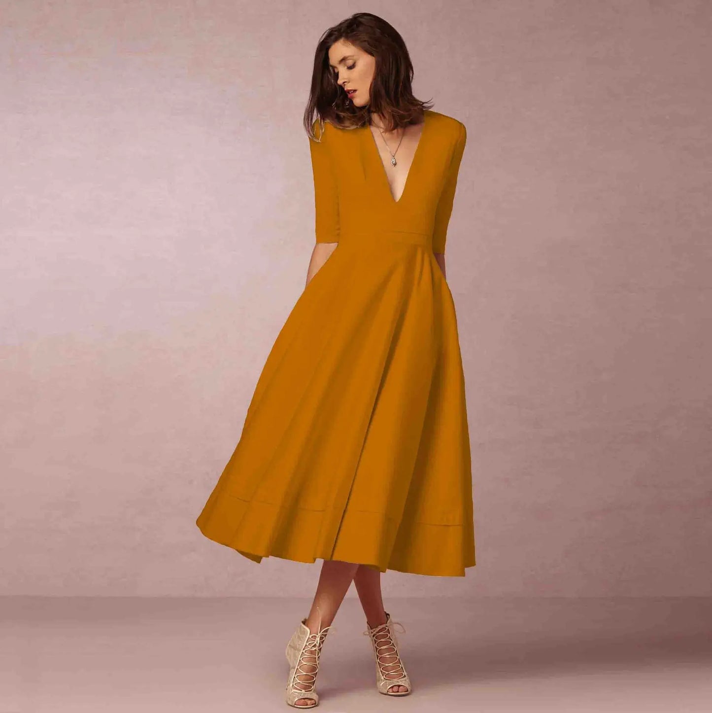 Robe Midi Évasée Élégante Femme – Silhouette Gracieuse et Intemporelle