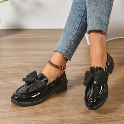 Mocassins en Cuir à Enfiler – Chaussures Élégantes avec Nœud et Semelle Plateforme