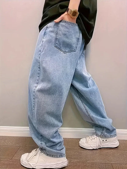 Jean Baggy en Denim pour Homme – Détail Plissé, Coupe Décontractée