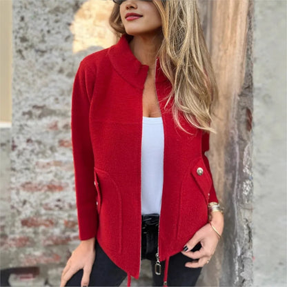 Veste d'Hiver à Col Haut pour Femme – Vêtements d'extérieur Élégant Fermeture Éclair