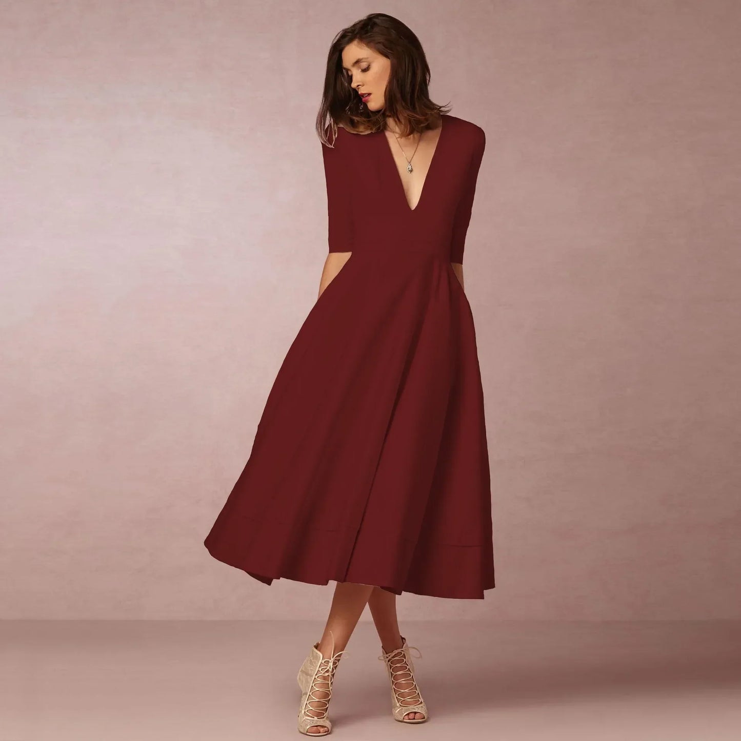 Robe Midi Évasée Élégante Femme – Silhouette Gracieuse et Intemporelle