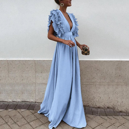 Elegant Women's Dress – Ruched Sleeve Design
