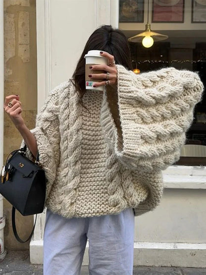 Pull Élégant et Chaud pour Femme – Pull Épais en Maille
