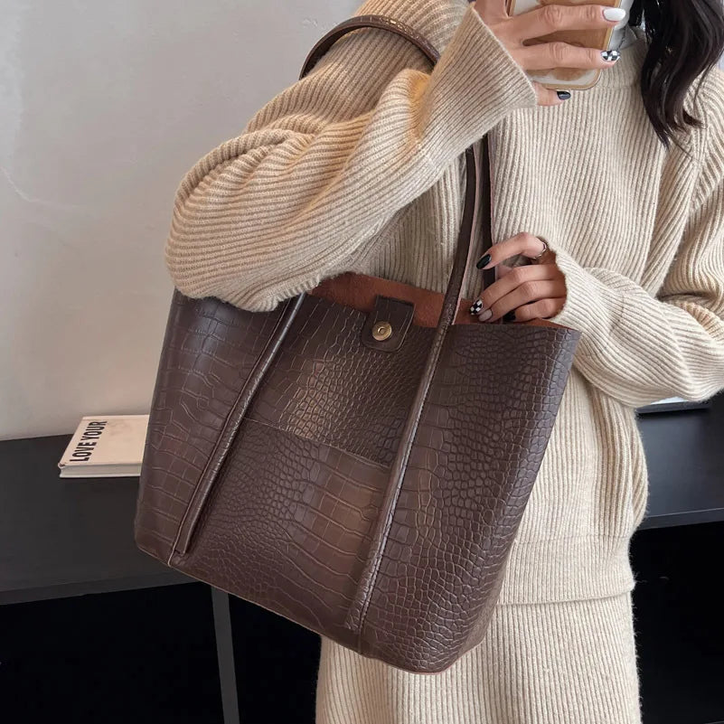 Sac à bandoulière en cuir croco pour femmes