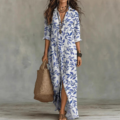 Women's botanical print shirt dress - Light and elegant