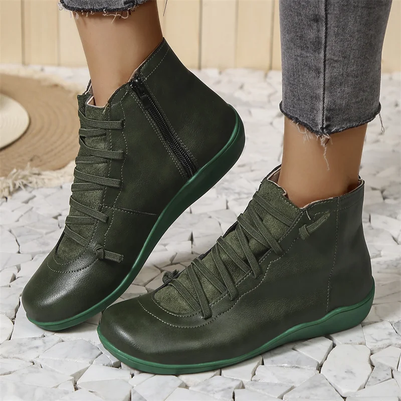 Bottines orthopédiques en cuir imperméables lacées pour femme – Confort quotidien